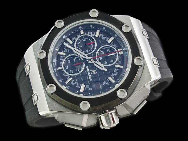 Two Tone 45mm Royal Oak Offshore Michael Schumacher Rubber Strap 26568 Quartz Black Dial AP605