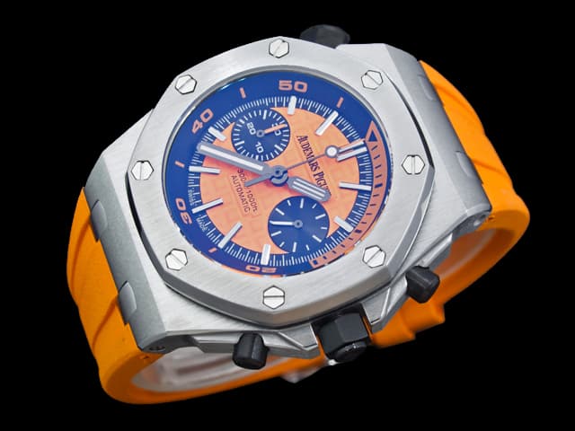 42mm Royal Oak Offshore Diver Rubber Strap 26703 Quartz Chronograph Orange Dial AP676