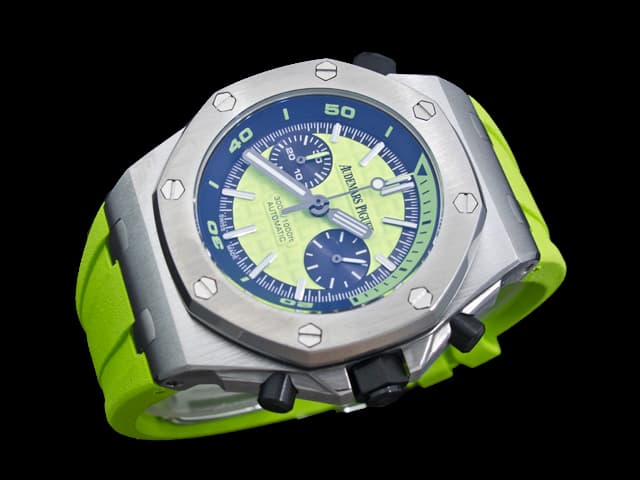 42mm Royal Oak Offshore Diver Rubber Strap 26703 Quartz Chronograph Green Dial AP678