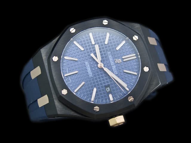 PVD 42mm Royal Oak Rubber Strap 15300 Automatic Blue Dial AP711