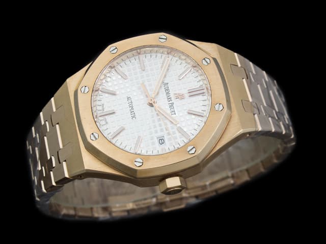 Rose Gold 37mm Royal Oak Lady 15450 Steel Automatic White Dial AP730