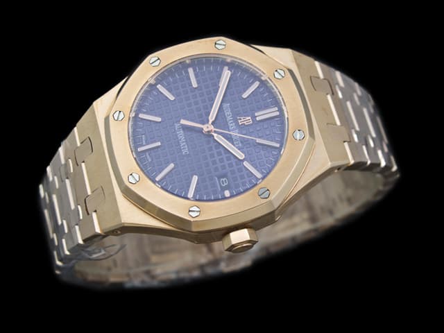 Rose Gold 37mm Royal Oak Lady 15450 Steel Automatic Blue Dial AP731