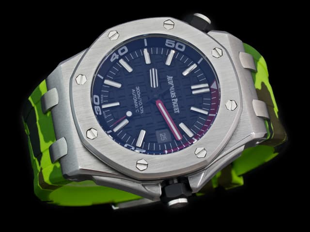 42mm Royal Oak Offshore Diver Camo Rubber Strap 15703 Automaitc Black Dial AP775