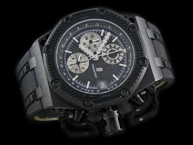 PVD 45mm Royal Oak Offshore Survivor Rubber Strap 26165 Quartz Black Dial AP840