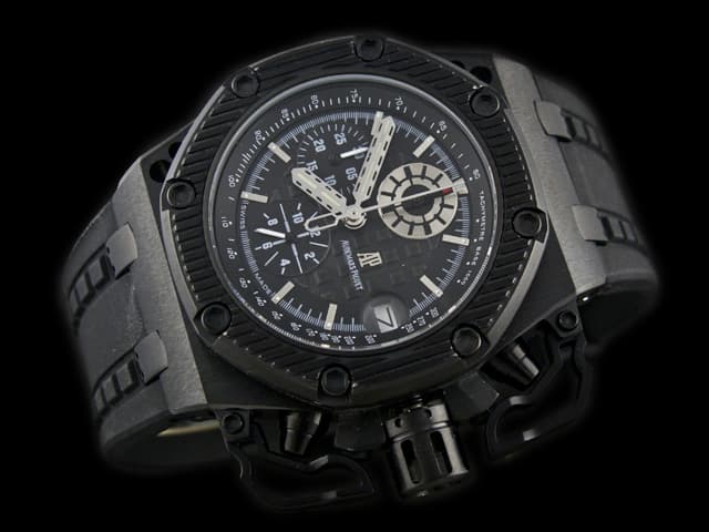 PVD 45mm Royal Oak Offshore Survivor Rubber Strap 26165 Quartz Black Dial AP842