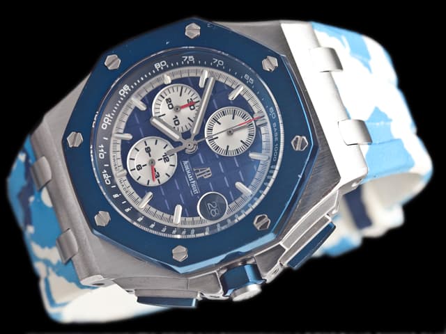 44mm Royal Oak Offshore Camo Rubber Strap 26400 Quartz Chronograph Blue Dial AP870