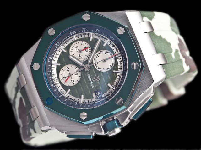 44mm Royal Oak Offshore Camo Rubber Strap 26400 Quartz Chronograph Green Dial AP871