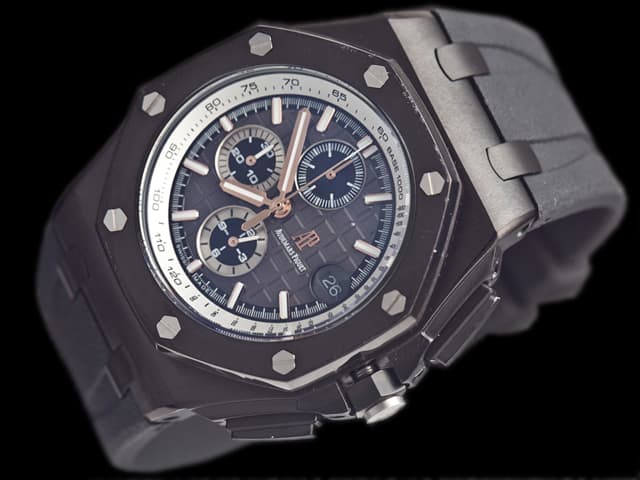 PVD 44mm Royal Oak Offshore Rubber Strap 26405 Quartz Grey Dial AP877