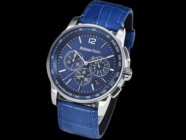 41mm Code 11.59 Leather Strap Quartz Chronograph Blue Dial AP923