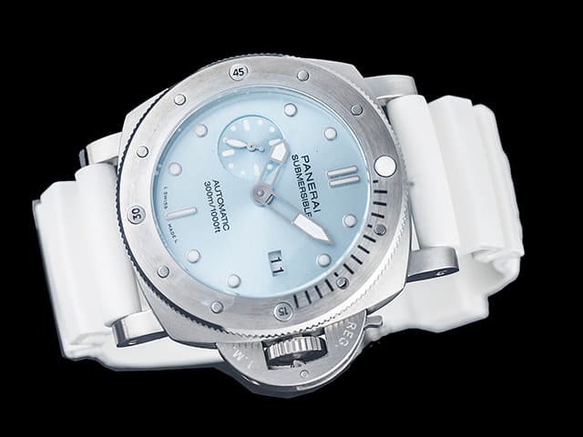 47mm Rubber Strap Luminor Submersible 1950 Automatic Light Blue Dial PA363